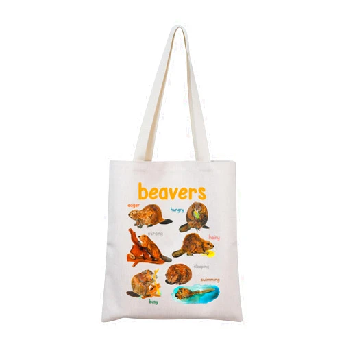 MNIGIU Beaver Tote Bag - Animal Lover Gift