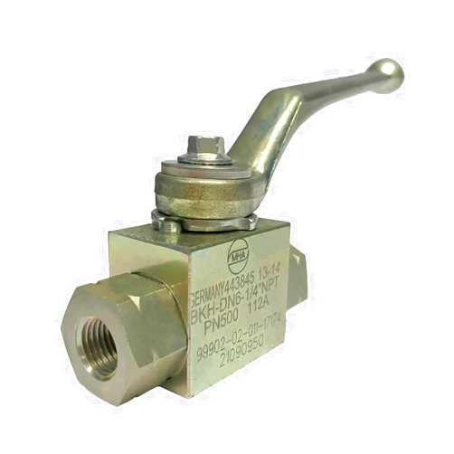 MHA-ZENTGRAF German Carbon Steel High Pressure Ball Valve, 3/8” NPT Female Threaded, up to 7000 PSI (500 Bar), BKH Type Hydraulic Flow Control Valve, 2 Port Shut-Off Valve