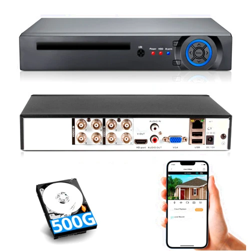 Fuers H.265+ 5MP 8 Channel CCTV DVR Recorder with 500G HDD, Face Detection, Alert Push, Hybrid Capability 5-in-1(XVI/AHD/TVI/CVI/IPC) Full 2592p HD Surveillance DVR for Security Camera,Remote Access