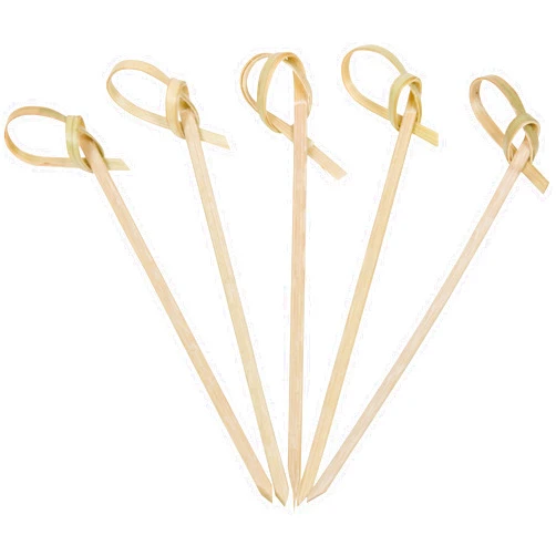 KingSeal Bamboo Wood Flower Knot Picks, Skewers, 3.5 Inches, Perfect for Cocktails and Appetizers - 2 Packs of 100 Each (200 Count)