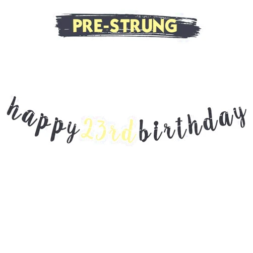LINGTEER Happy 23rd Birthday Party Decorations,23rd Birthday Glitter Garland Banner - Cheers to 23 Years Old Bday Party Backdrop Decoration Sign.