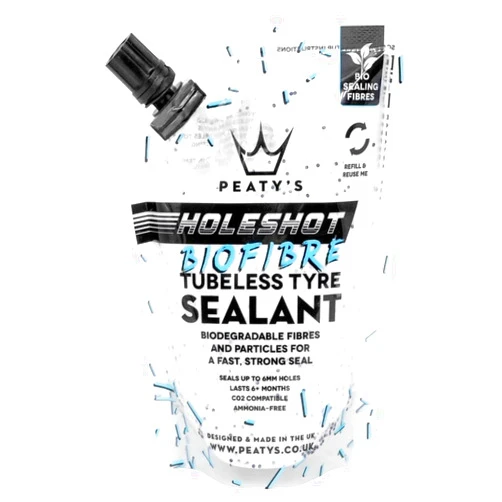 Peaty's Holeshot Biofibre Tubeless Tire Sealant, Fast Acting Puncture Repair for MTB, Road and Gravel Bikes
