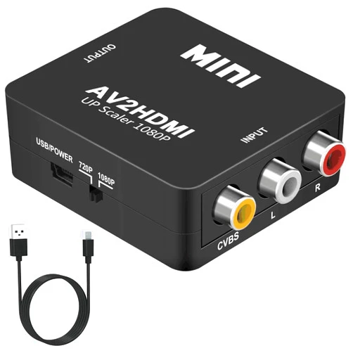 DigitConvert RCA to HDMI Converter, AV to HDMI Converter, 1080P Mini RCA Composite CVBS Audio Video Converter Supports PAL/NTSC Compatible with PC/Laptop/Xbox /PS4 /TV/STB/VHS/VCR/Blue-Ray