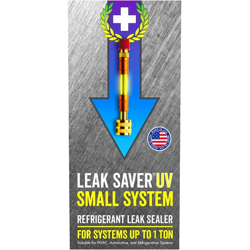 Leak Saver Direct Inject Small System with UV Dye - Refrigerant Leak Sealer - Detects Large Leaks - Ideal for Most Small Home Appliances and HVAC Systems up to 1 Ton - Proudly Made in The USA
