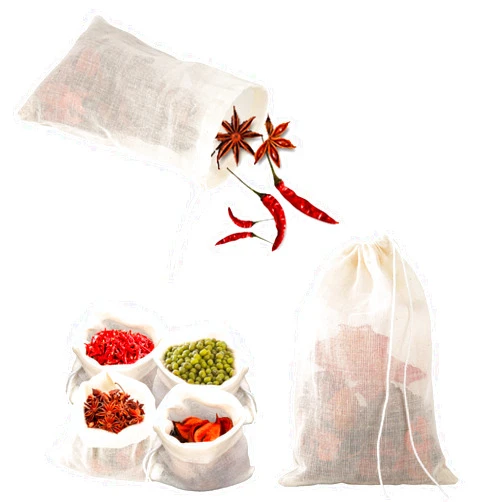 PEUTIER 24pcs Spice Bags for Cooking Soup, 6x4 Inch Herb Seasoning Bags, Reusable Empty Tea Brew Filter Sachet Bags, Muslin Canning Straining Bags, Gravy Cheesecloth Drawstring Bags, Natural Cotton Cloth