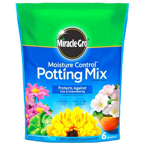 Miracle-Gro Moisture Control Potting Mix, For Container Plants, Protects against Over- and Under-Watering, 6 qt.