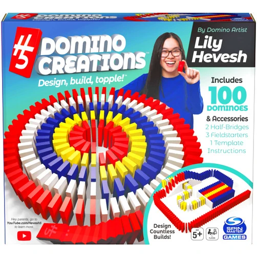 Spin Master Games H5 Domino Creations 100-Piece Set by Lily Hevesh, Family Game for Adults and Kids Ages 5 and up Classic Set
