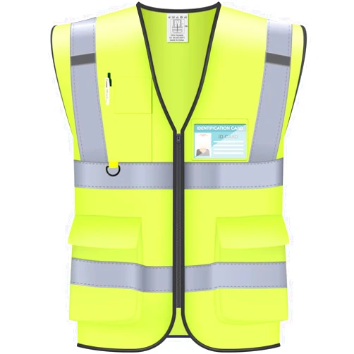 Oyayubi Safety Vests Reflective with Pockets and Zipper, High Visibility Security Reflector Vest for Women Men, for Work, Construction, Neon Yellow/Green, Size 4XL