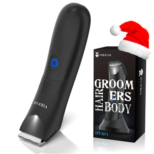 VIKICON Manscape Trimmer for Men - IPX7 Waterproof Ball Trimmer w/Light & Ceramic Blade, Body Groomer for Pubic/Body/Groin Grooming, Electric Razor Shavers, USB-C Charging, No Nicks, Gifts for Him Dad