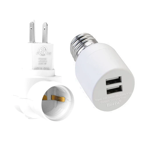 Borju Plug in Light Socket[1 Pack]+ Light Socket USB Adapter