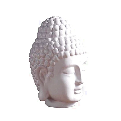 Sun Shade Ceramic Buddha Head Decoration Statues Buddhism Religious Statues Sculpture Decoration Collection for Home and Office Decorations (Matte White)