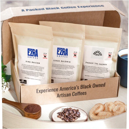 NoirePack-Black Owned Coffees Sampler Box, Whole Beans, Medium & Dark Roasts, Blends, 3 piece-variety set, Minority Owned Coffees, Specialty Coffees