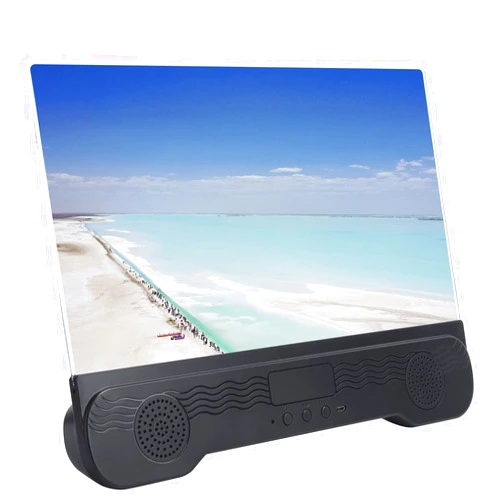 SASKATE 14 Screen Magnifier for Smartphone with Bluetooth Speaker, 3D HD Mobile Phone Magnifying Projector Screen Enlarger, Video Amplifier Stand Bracket for Movies, Videos and Gaming