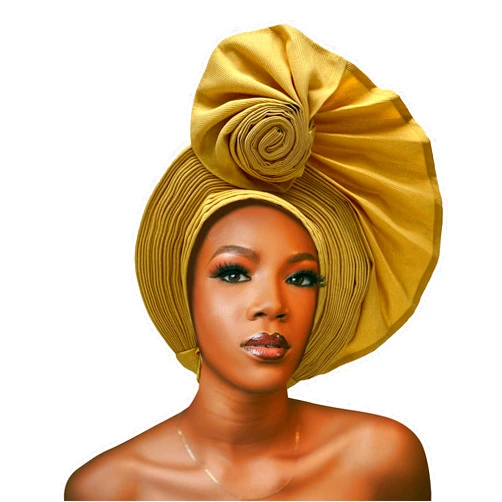 QliHut Nigerian Headtie African Head Wraps Aso Oke Gele Already Made Handmade African Turban Cap for Party