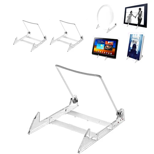 KINGDOM SOLUTIONS MADE IN USA 2-pack Sturdy & Durable Adjustable Acrylic Easels to Display Unnoticeably Plates, Art, Pictures & More - Unique on the Market