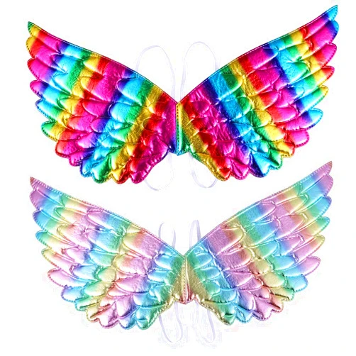 LUOZZY 2 Pcs Rainbow Unicorn Wings for Kids Princess Rainbow Wings Angel Wings Costume Accessories Birthday Carnival Cosplay Party