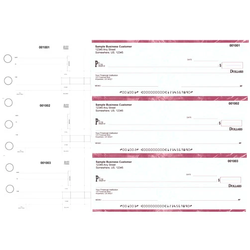 Abc Check Printing ABC Manual Checks for Business 3 on a Page with Stub Voucher, 100 Checks (Red)