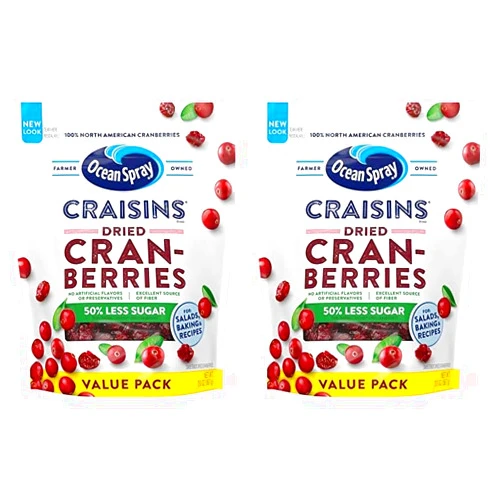 Ocean Spray Craisins Dried Cranberries, Reduced Sugar, 20 Ounce (Pack of 2)