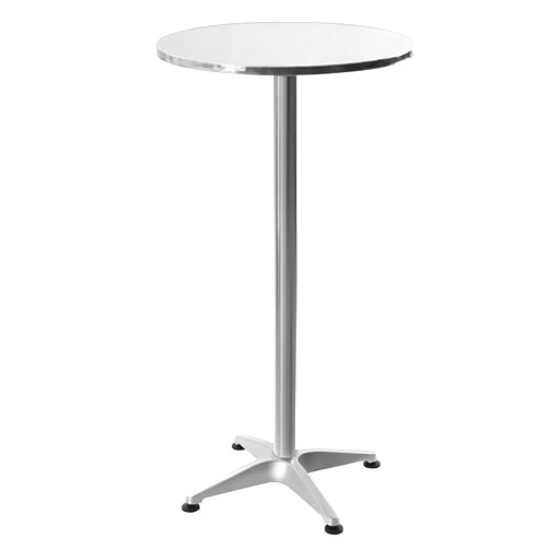 MELONGKAYLON Outdoor Dining Table, 60cm/23.62in Bar Dining Table Pub Metal Table - Patio Round Aluminum Indoor-Outdoor Table with X-Shape Base, 201 Stainless Steel Outdoor Table