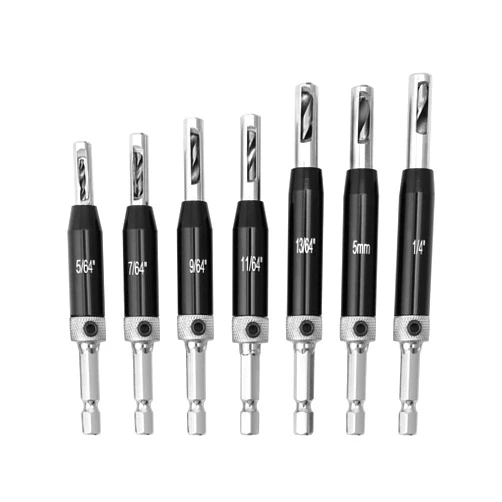 QWORK Vix Bits Self Centering Clic Change Door Hinge Drill Bit Set High-speed steel, 5/64