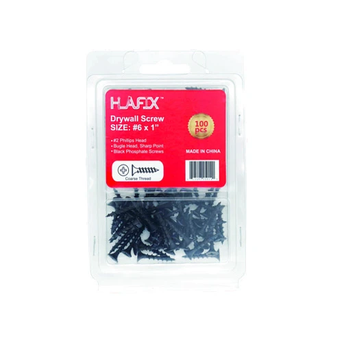 LLAMA HLAFIX Fastener #6*1inch Drywall Screws 100pcs in Blister Package,Black Phosphate,Phillips Bugle Head Coarse Thread Sharp Point Wood Screw