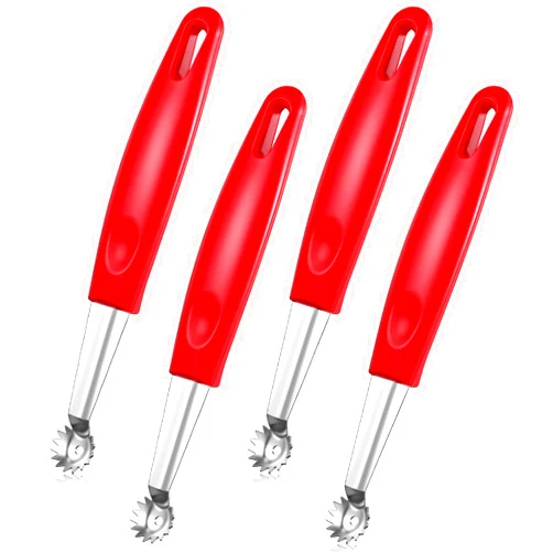 Willinglong 4 Pcs Tomato Corer Tool Strawberry Huller Tomato Stem Remover Stainless Steel Strawberry Huller Tool Fruit Vegetable Baller