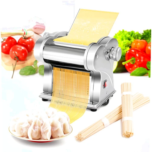 WICHEMI Electric Pasta Maker Machine Pasta Dough Spaghetti Roller Noodle Pressing Machine Stainless Steel 135W for Home Family Use (1.5mm flat noodle+4mm flat noodle)