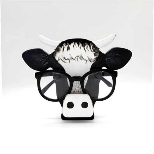 Ginsnil Wooden Animal Eyeglass Holder Display Stand Creative Cute Animal Glasses Holder Handmade Creative Sunglasses Display (Bull)
