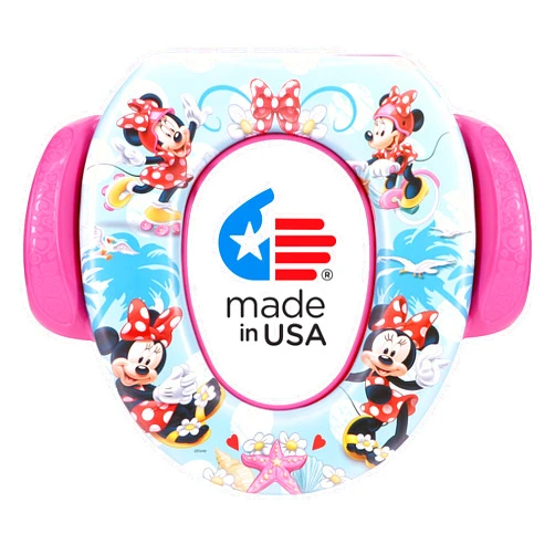 Disney Minnie Mouse “Summer Fun” Soft Potty Seat for Toilet Training Kids, Pink/Blue, Standard