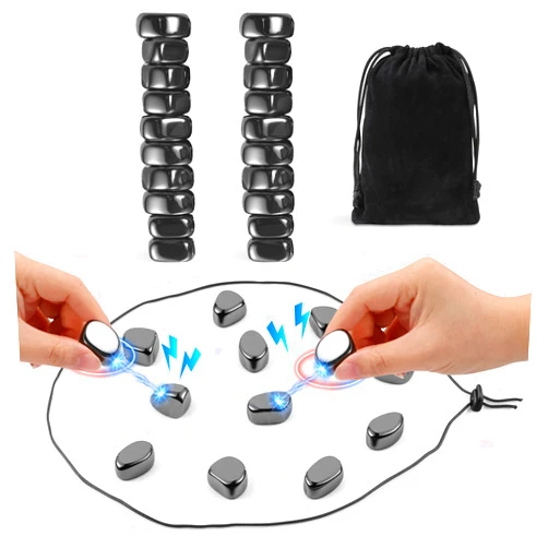 Vinncalri Magnetic Chess Game, Magnet Game with 20 Larger Black Stones & String, Strategy Magnetic Game for Family, Magnet Board Game Party Favors for Adults
