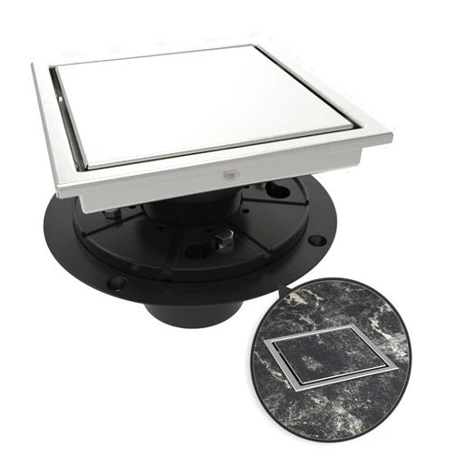 WEBANG 6 Inch Square Shower Drain Brushed Floor Drain with Flange Reversible 2-in-1 Cover Tile Insert Grate Removable SUS304 Stainless Steel CUPC Certified Brushed