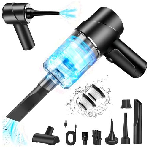 Bellabuy Handheld Vacuum Cordless, 12000PA Rechargeable Car Vacuum Cleaner 2 in 1 Portable Vacuum & Air Blower Powerful Dust Buster Mini Vacuum Cleaner for Car, Home and Pet Hair Cleaning