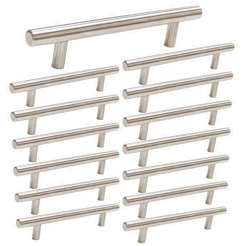 homdiy 15 Pack Brushed Nickel Cabinet Pulls Drawer Handles Cabinet Hardware Stainless Steel Cabinet Handles 4in Hole Centers Cupboard Pull Drawer Pulls, 201SN