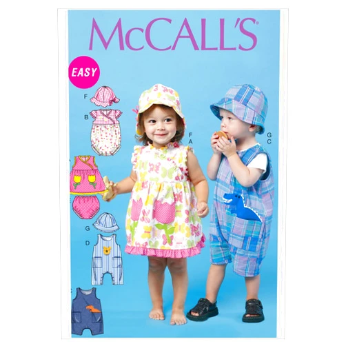 McCall Patterns M6494 Infants' Dress, Rompers, Jumpsuit, Panties and Hats