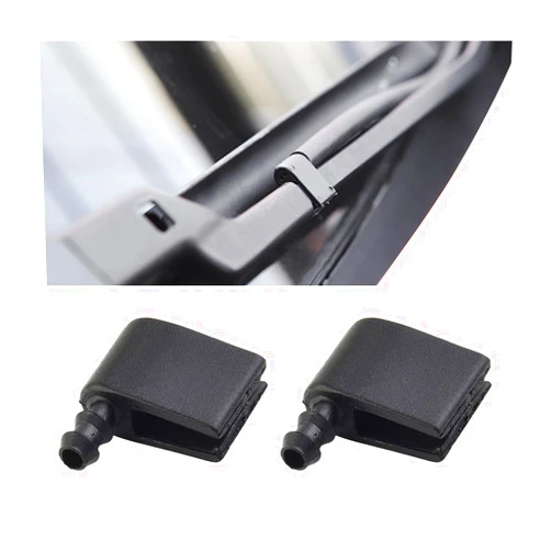 BESULEN 2 PCS Windshield Wiper Arm Nozzle Jet, Windshield Washer Nozzle Kit with 2m Fluid Hose and 4 Pcs Hose Connectors, Wiper Sprayer Replacement Kit 2E1955985 2E1955986 (2*Nozzle)