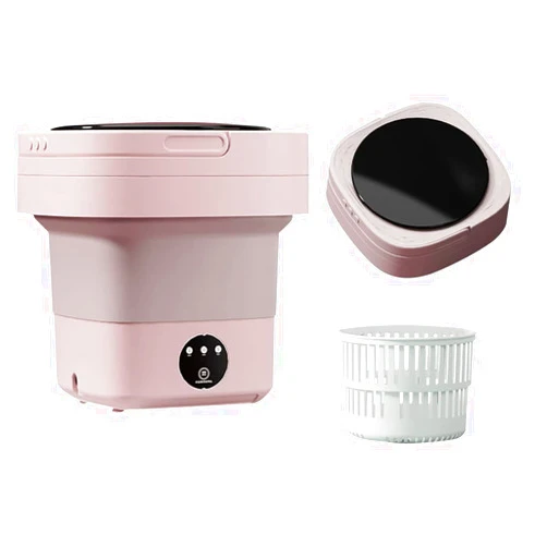 LAIREG Small Portable Washing Machine, Mini Washer 9L High Capacity with 3 Modes Deep Cleaning for Underwear, Baby Clothes, or Small Items, Foldable Washing Machine for Apartments, Camping, Travel (Pink)