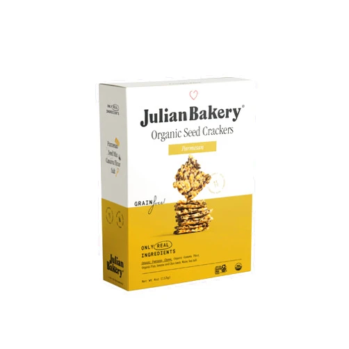 Julian Bakery® Organic Seed Crackers - Parmesan 4oz | Gluten Free and Organic Certified | Grain Free | Low Carb