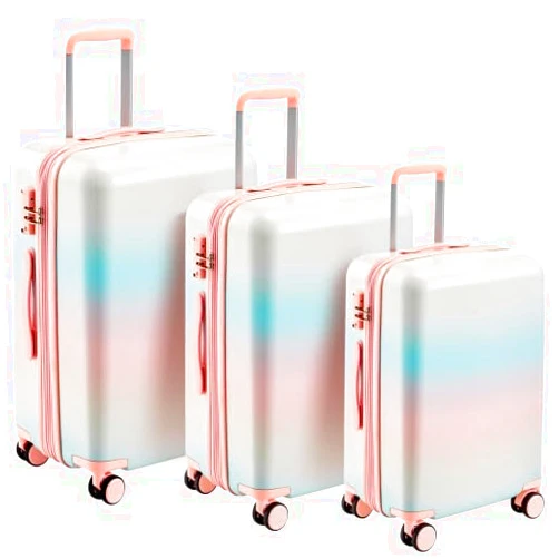 Jubite Hardshell Luggage Sets 3 Piece double spinner 8 wheels Suitcase with TSA Lock Lightweight 20''24''28''