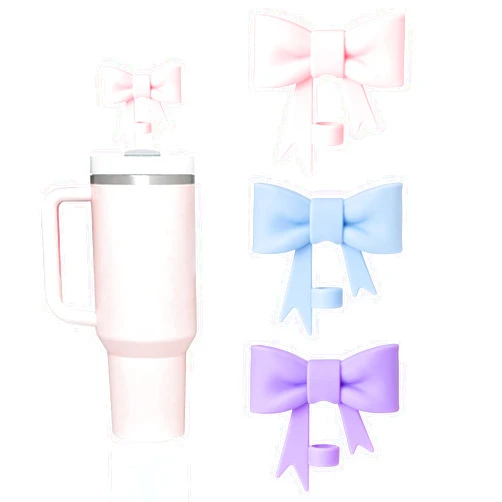 GAISHION 3 pcs Cute Bow Straw Covers Cap Toppers Compatible with Stanley 40/30 oz Tumbler Cups,Reusable Cute Silicone Straw Lids Tips Protectors for 0.4 in/10mm Stanley Cups Straws Accessories
