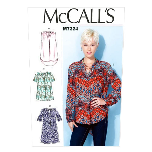 McCall's Patterns M7324 Misses' Half Placket Tops and Tunic, Size E5 (14-16-18-20-22)