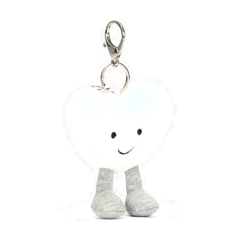 Jellycat Amuseables Cream Heart Bag Charm, 3 inches - Heart Plush Keychain - Great Gift Idea