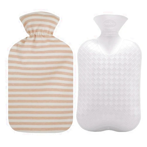 Fashy Hot Water Bottle with Ivory Soft Cotton Cover (67oz / 2L) – Made in Germany