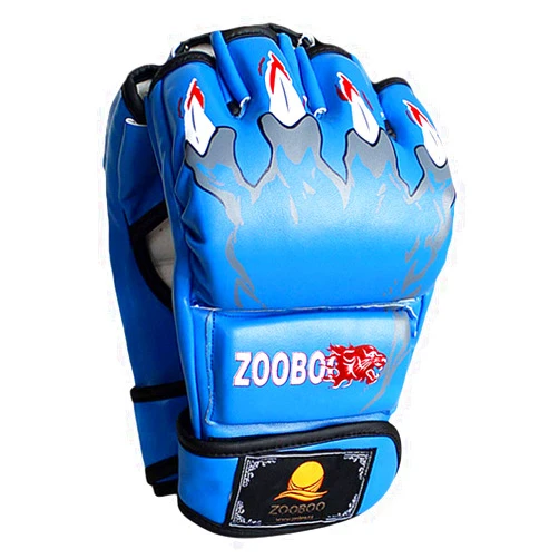 ZooBoo MMA Gloves - Half-Finger Boxing Fight Gloves Punching Gloves Mitts with Adjustable Wrist Band for Sanda Sparring Punching Bag Training (One Size Fits Most)