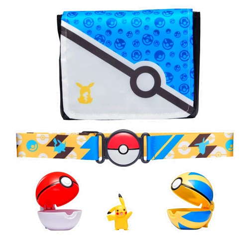 Pokemon Pokémon Bandolier Set - Features a 2-Inch Pikachu Figure, 2 Clip ‘N’ Go Poke Balls/Belt, and a Carrying Bag - Folds Out Into Battle Mat for 2 Figures