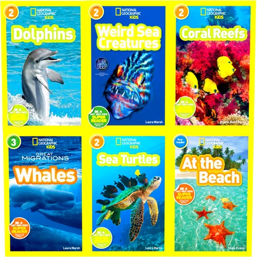 Various Authors National Geographic Kids Ocean Life Six Book Set : Weird Sea Creatures, Dolphins,Coral Reefs, At the Beach, Sea Turtles, Great Migrations: Whales