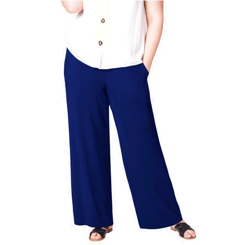 Ellos Women's Plus Size Wide-Leg Soft Pants with Back Elastic