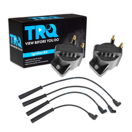 TRQ Ignition Coils Spark Plug Wires Kit Compatible with 1991-2002 Saturn SC1 SL SL1 SW1