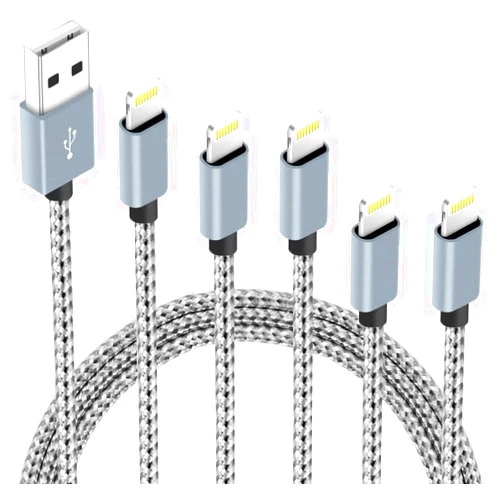 IDISON iPhone Charger,5Packs(3ft 3ft 6ft 6ft 10ft) Charging Cable MFi Certified USB Charging Cable Nylon Braided Fast Charging Cord for iPhone14/13/12/11/X/Max/8/7/6/6S/5/5S/SE/Plus/Pad(Greywhite)