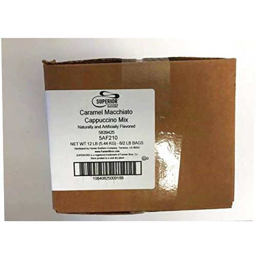 FOXCUP Superior Caramel Macchiato Cappuccino Mix 6/2 Lb Bags, Brown