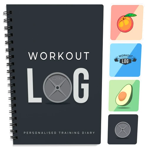 Workout Log Gym Workout Planner for Daily Fitness Tracking & Goals Setting - A5 Size, 6” x 8”, Charcoal Gray - Men & Women Personal Home & Gym Training Diary - Log Book Journal - by Workout Log Gym